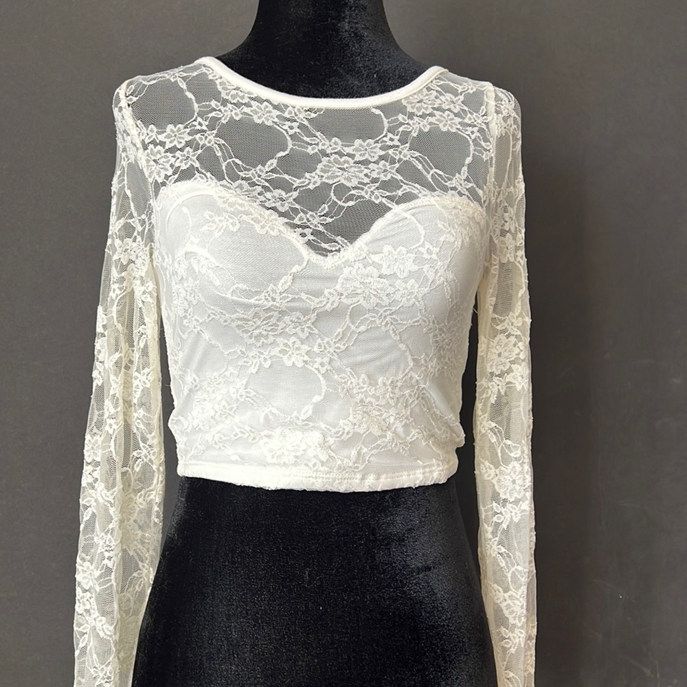 White lace crop top